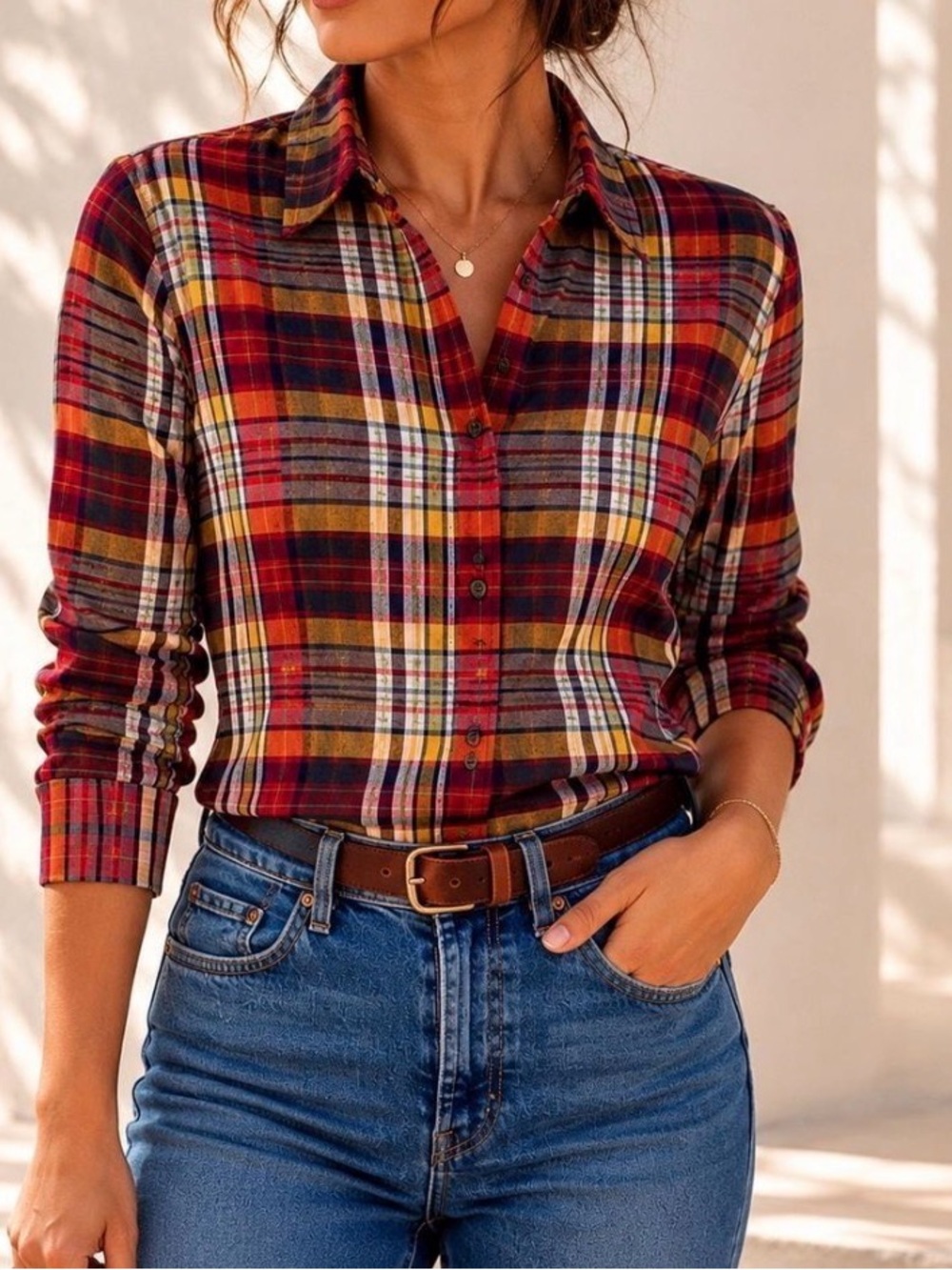 NWOT The Great The Cottage Plaid Button Down Shirt in Bluegrass Plaid size M